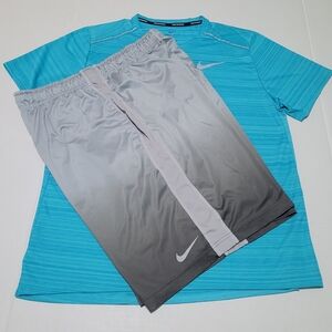 Nike Blue Shirt and Gray Ombre Shorts Set